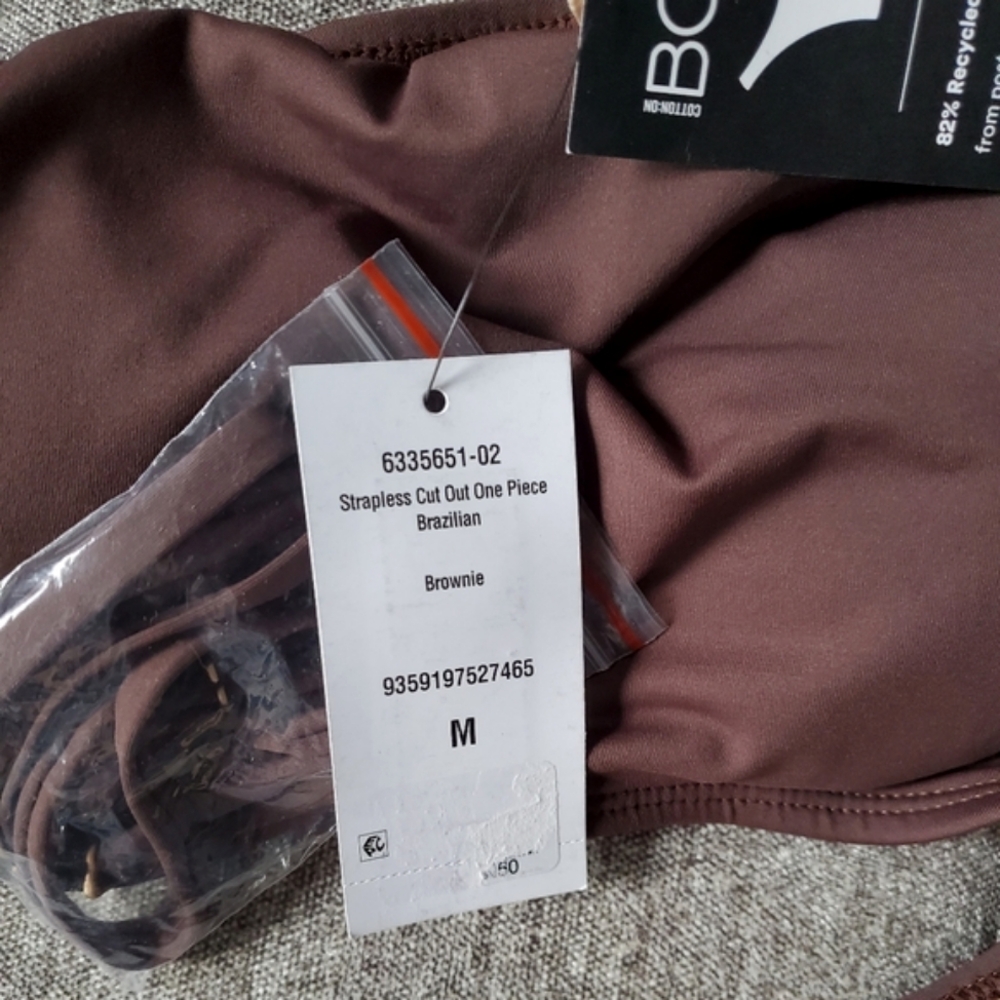 Cotton On | Cut Out Bandeau One Piece Swimwear In Brown Size M - Picture 7 of 9